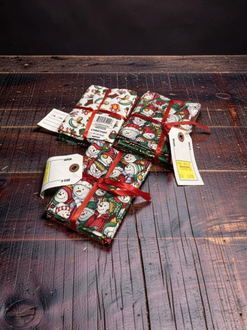 Vintage Hancock Fabrics Christmas Fat Quarters Bundle Lot 3 NWT Snowman Cotton